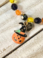 Morticia Czech Glass Bead Halloween Charm Bracelet