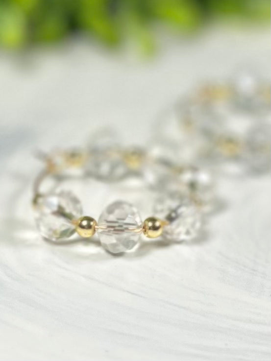 Clarice Clear Czech-Glass Bead Hoop Earrings