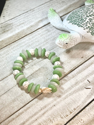 Maris Sea Turtle Recycled-Glass And Howlite Bracelet