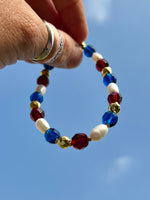 Ruth Czech Glass Bead Bracelet Red White and Blue