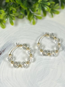 Clarice Clear Czech-Glass Bead Hoop Earrings