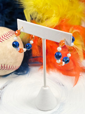 Brooke Houston Baseball Fan Czech Glass Hoop Earrings
