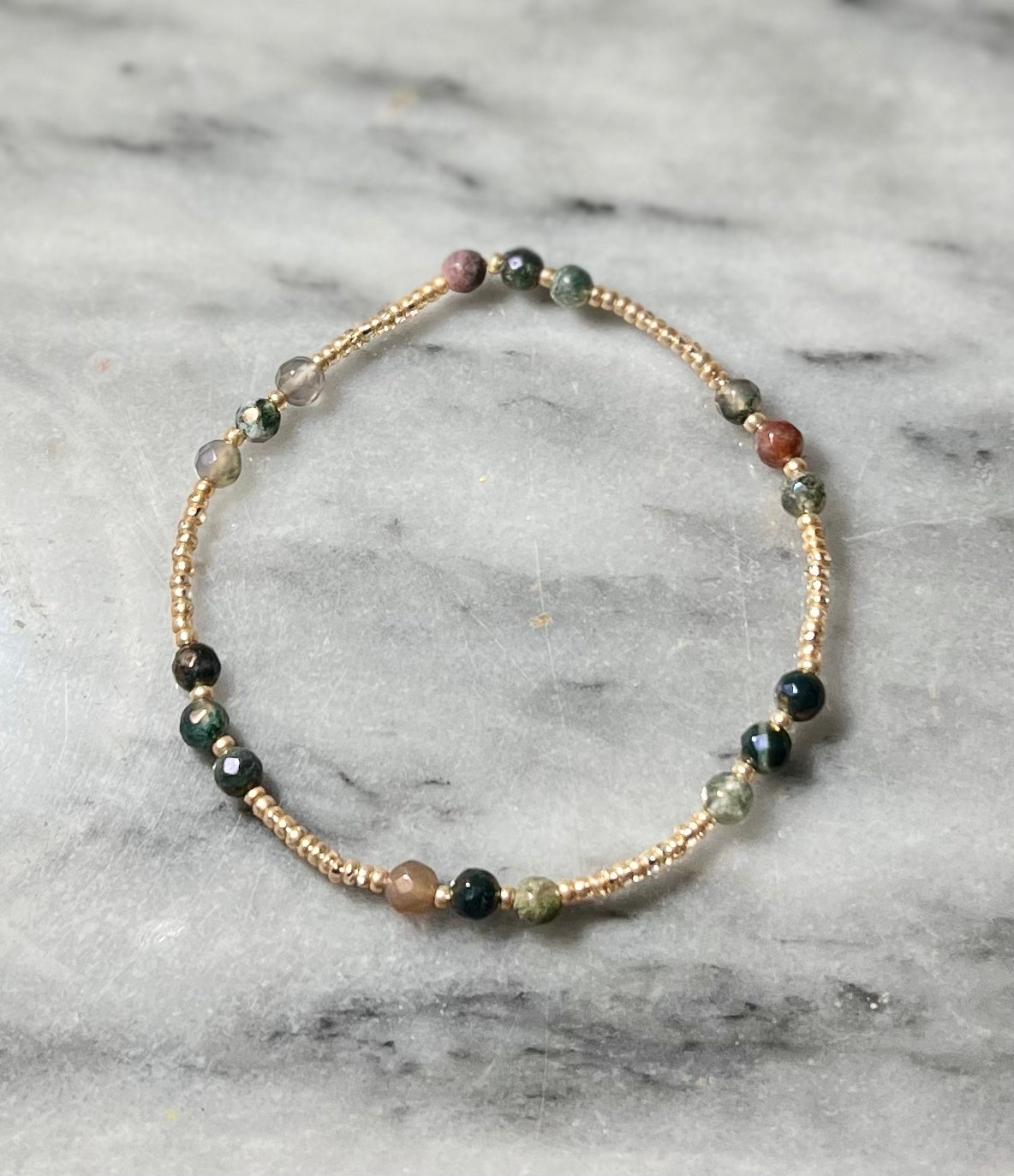 Marie Agate and Glass Bead Bracelet